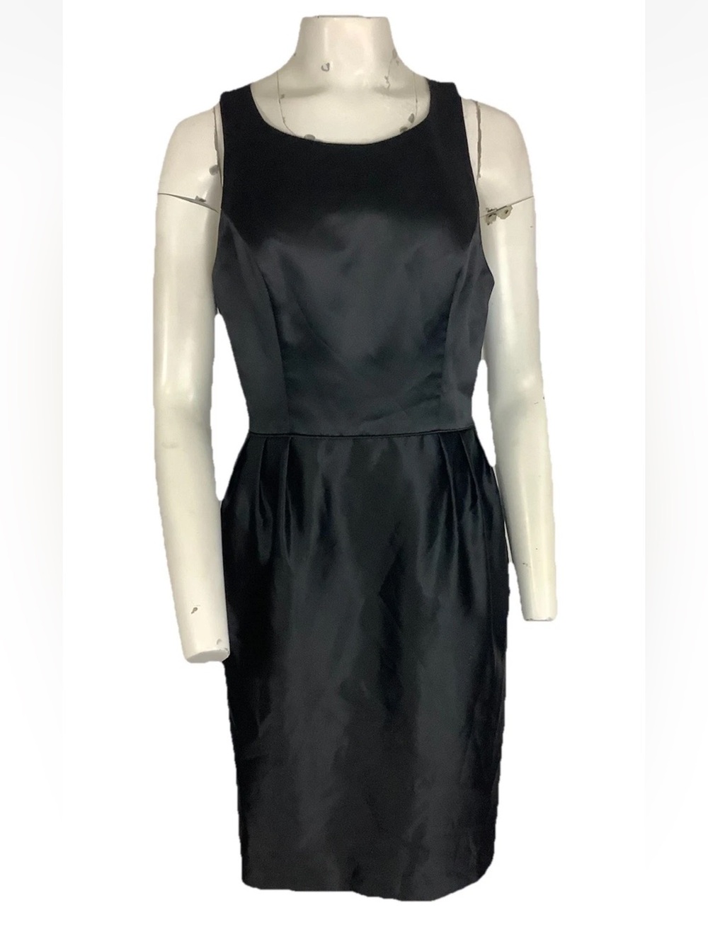 NWT Watters & Watters Sz 6 Open Back Fit Flare Satin Cocktail Party Black Dress